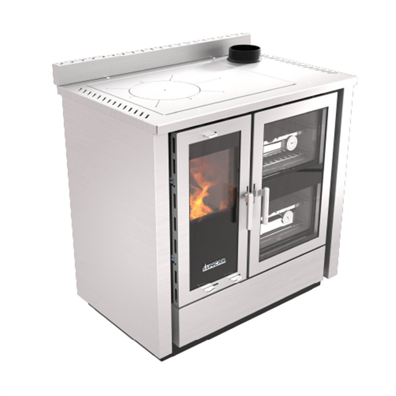 Cucina a legna LINCAR FUSION-X INOX – 9,3 kW, doppio forno, design professionale 
