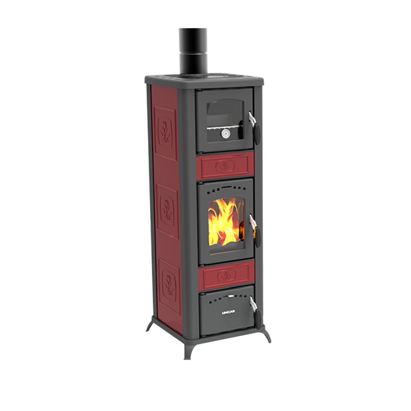 Stufa a legna LINCAR ALICE FORNO – 6,6 kW, forno integrato, rivestimento in ceramica/ollare