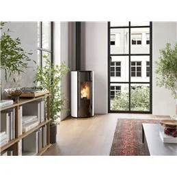 Jolly Mec CULT 5S 24V – Stufa a pellet 5 Stelle 8 kW, design tondo, tecnologia 24 Volt