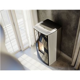 Jolly Mec ODETTE 5S 24V – Stufa a pellet 5 Stelle 8 kW, design elegante senza griglie, 24 Volt, canalizzabile