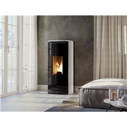 Jolly Mec ODETTE 5S 24V – Stufa a pellet 5 Stelle 8 kW, design elegante senza griglie, 24 Volt, canalizzabile