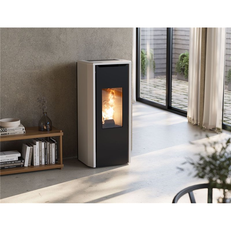 Jolly Mec PADDY 5S 24V – Stufa a pellet 5 Stelle 8 kW, design moderno senza griglie, 24 Volt, canalizzabile