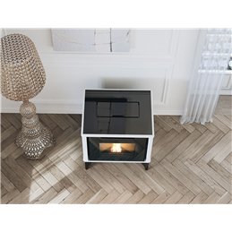 Jolly Mec PIXIE – 5‑Star Pellet Stove 6.8 kW, Compact Design, Ceramic or Steel Finish, Black Glass Top