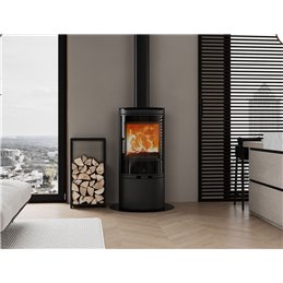 Jolly Mec CLIPPER CT 5S – 5‑Star Wood Stove 6.5 kW, Round Design, Black Shady Glass