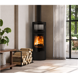 Jolly Mec CLIPPER J-COOK CT 5S – 5‑Star Wood Stove with oven 6.5 kW, Round Design, Black Shady Glass