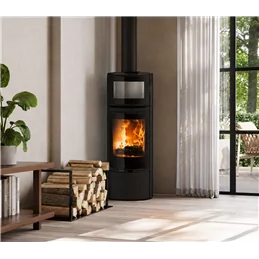 Jolly Mec CLIPPER J-COOK CT 5S – Stufa a legna con forno 5 Stelle 6,5 kW, design tondo, vetro Black Shady