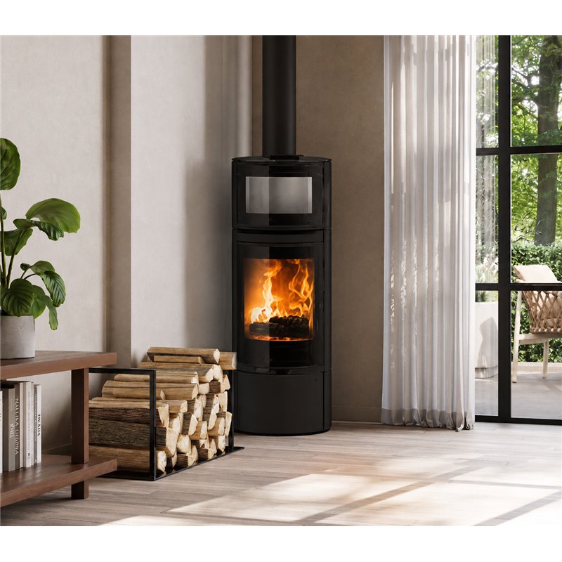Jolly Mec CLIPPER J-COOK CT 5S – 5‑Star Wood Stove with oven 6.5 kW, Round Design, Black Shady Glass