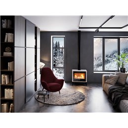 Jolly Mec PIXIE WOOD 62 5S – 8.5 kW 5‑Star Wood Stove, Ceramic Finish, Black Shady Glass