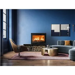 Jolly Mec QUADRO+ 68 5S STEEL – Stufa a legna modulare 10 kW, 5 Stelle, installazione a terra, sospesa o con panca portalegna