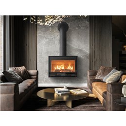 Jolly Mec QUADRO+ 68 5S STEEL – Stufa a legna modulare 10 kW, 5 Stelle, installazione a terra, sospesa o con panca portalegna