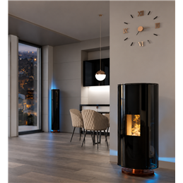 Moretti Design DOLBY – 8–14 kW Design Pellet Stove with Hi‑Fi System, LED Lighting and Magical Glass