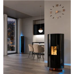 Moretti Design DOLBY – 8–14 kW Design Pellet Stove with Hi‑Fi System, LED Lighting and Magical Glass