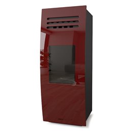 Moretti Design DREAM – Stufa a pellet canalizzata 9/10/12/14 kW, MULTI‑ROOM®, LED, Magic Red Glass, No‑Fan