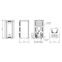 Moretti Design ALADINO – Stufa a pellet MULTI‑ROOM® 9/10/12/14 kW, design classico, Magical Glass