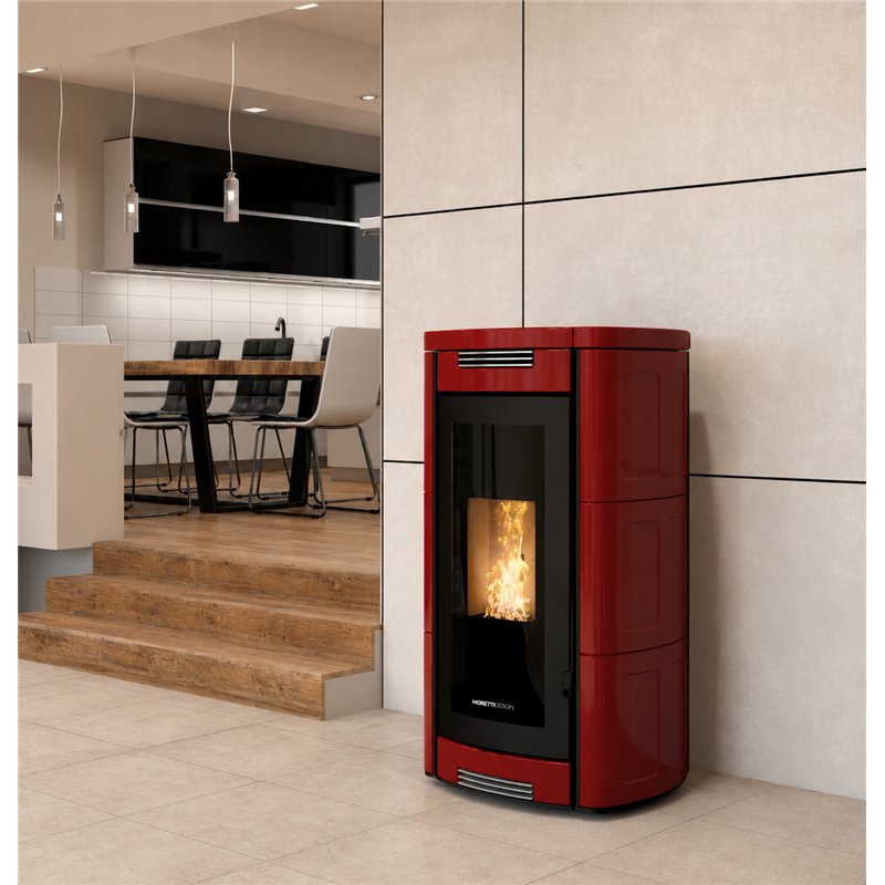 Moretti Design ALADINO – MULTI‑ROOM® Pellet Stove 9/10/12/14 kW, Classic Design, Magical Glass