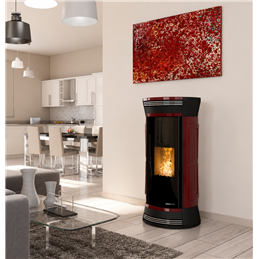 Moretti Design CLESSIDRA – Stufa a pellet MULTI‑ROOM® 9/10/12/14 kW, design Stone, Magical Glass, NO FAN