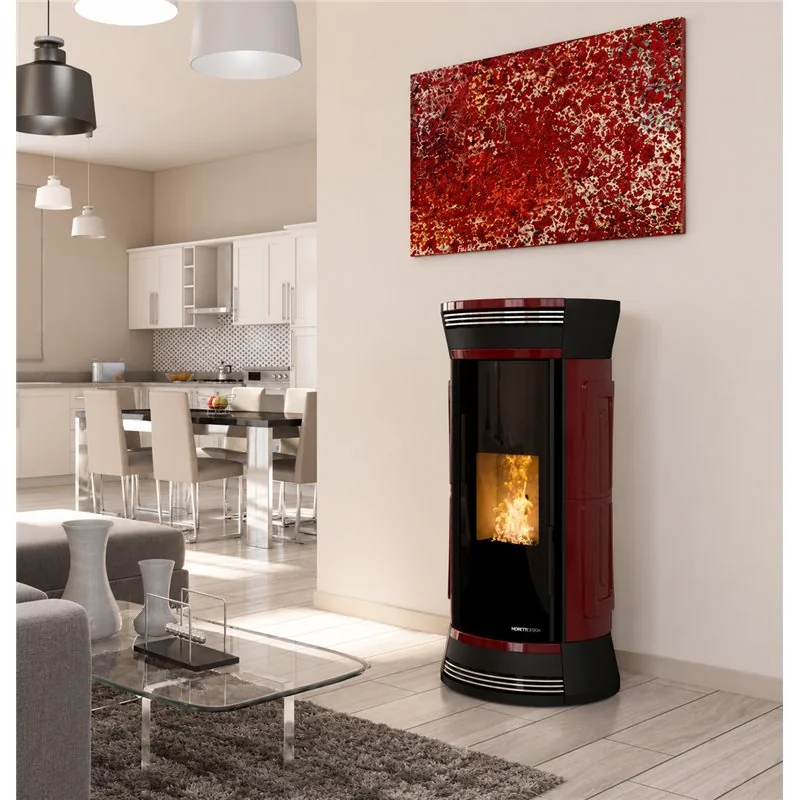 Moretti Design CLESSIDRA – Stufa a pellet MULTI‑ROOM® 9/10/12/14 kW, design Stone, Magical Glass, NO FAN