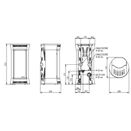 Moretti Design CLESSIDRA – MULTI‑ROOM® Pellet Stove 9/10/12/14 kW, Stone Design, Magical Glass, NO FAN