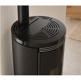 Moretti Design PLISSÉ – MULTI‑ROOM® Pellet Stove 10/12/14 kW, Plissé Glass, Ductable, RAL Customizable