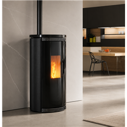 Moretti Design PLISSÉ – MULTI‑ROOM® Pellet Stove 10/12/14 kW, Plissé Glass, Ductable, RAL Customizable