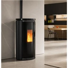 Moretti Design PLISSÉ – Stufa a pellet MULTI‑ROOM® 10/12/14 kW, vetro Plissé, canalizzabile, personalizzabile RAL