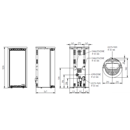 Moretti Design PLISSÉ – MULTI‑ROOM® Pellet Stove 10/12/14 kW, Plissé Glass, Ductable, RAL Customizable