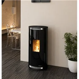 Moretti Design RELAX GLOBE – Stufa a pellet canalizzabile 7/9/11 kW, design cilindrico in vetro, Magical Glass