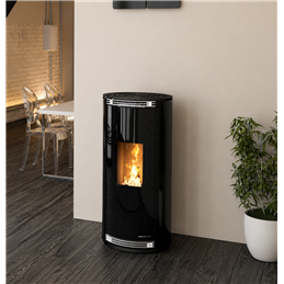 Moretti Design RELAX GLOBE – Stufa a pellet canalizzabile 7/9/11 kW, design cilindrico in vetro, Magical Glass