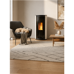 Moretti Design TRIFOLIUM – 10 kW Pellet Stove, Compact Glass Design, Ductable