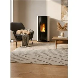 Moretti Design TRIFOLIUM – Stufa a pellet 10 kW compatta, design moderno in vetro, canalizzabile
