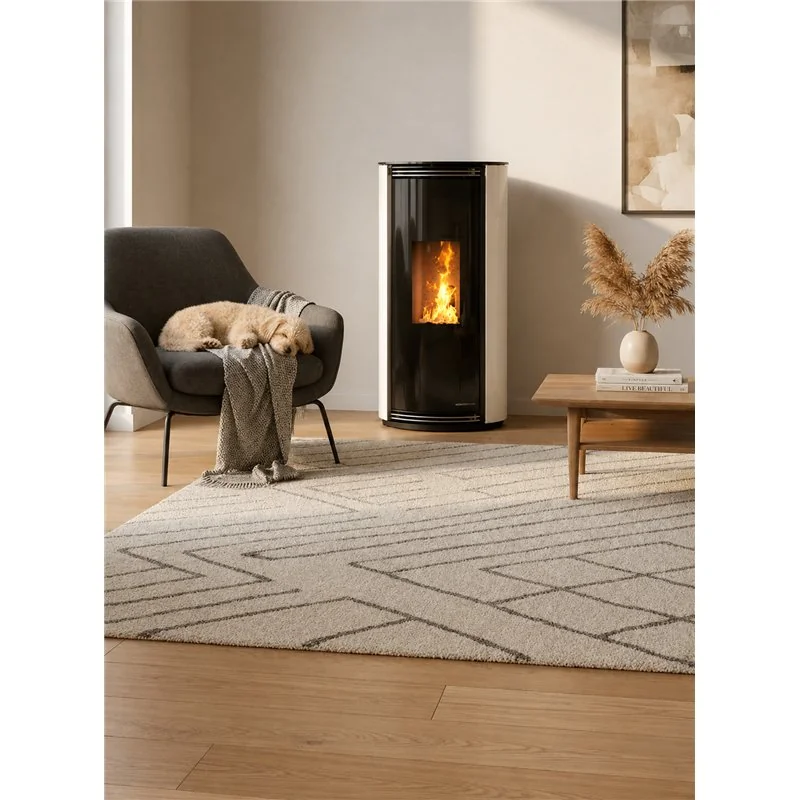 Moretti Design TRIFOLIUM – 10 kW Pellet Stove, Compact Glass Design, Ductable