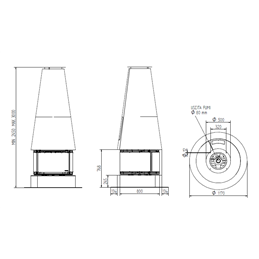 Moretti Design CENTER ROOM – 12 kW Central‑Room Pellet Stove, 270° Rotating Design, Magical Glass