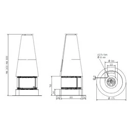 Moretti Design CENTER ROOM – Stufa a pellet ad aria 12 kW da centro stanza, rotante 270°, design simmetrico