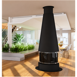 Moretti Design CENTER ROOM – Stufa a pellet ad aria 12 kW da centro stanza, rotante 270°, design simmetrico
