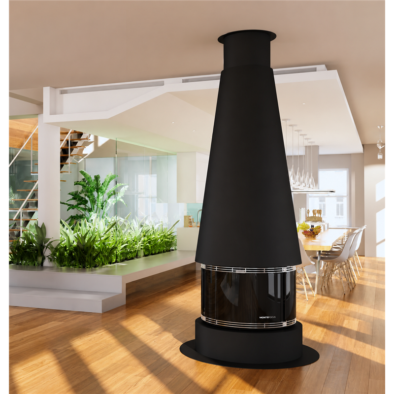 Moretti Design CENTER ROOM – 12 kW Central‑Room Pellet Stove, 270° Rotating Design, Magical Glass