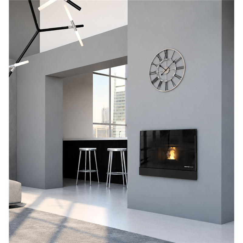 Moretti Design SLOT VISION 12 Pellet Fireplace Insert – 5-Star Certified, Ventilated/Canalizable