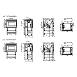 Moretti Design SLOT FLAT AIR – Inserto a pellet canalizzabile 12 kW, vetro panoramico, frontale inox/nero/bronzo