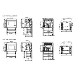 Moretti Design SLOT FLAT AIR – Inserto a pellet canalizzabile 12 kW, vetro panoramico, frontale inox/nero/bronzo