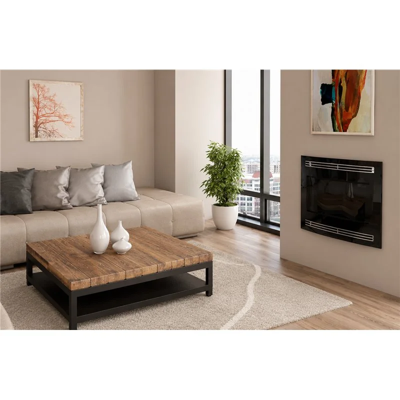 Moretti Design SLOT GLASS 7 – Inserto a pellet da incasso 12 kW, vetro magico larghezza 736mm