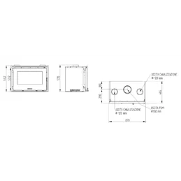 Moretti Design KORIN 870 – Inserto a legna 11 kW con interno refrattario o in ghisa, ventilazione canalizzabile
