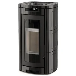 Moretti Design ALADINO WOOD – Stufa a legna 13 kW canalizzabile con ventilazione e top in ceramica