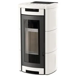 Moretti Design ALADINO WOOD – Stufa a legna 13 kW canalizzabile con ventilazione e top in ceramica