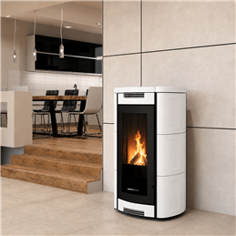 Moretti Design ALADINO WOOD – Stufa a legna 13 kW canalizzabile con ventilazione e top in ceramica