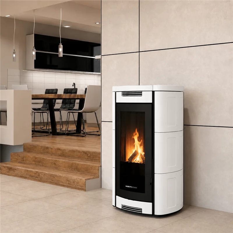 Moretti Design ALADINO WOOD – 13 kW Wood Stove with Ventilation and Ducting Option