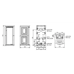Moretti Design ELEGANCE WOOD – 13 kW Wood Stove with Ceramic Top, Magic Glass and All Style Aesthetic Kit