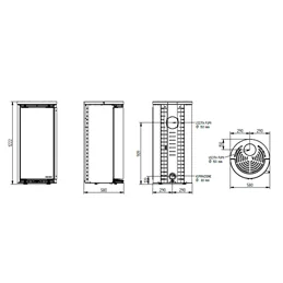 Moretti Design ERGONOMIC WOOD – Stufa a legna 13 kW NO FAN con vetro curvo e top in ceramica