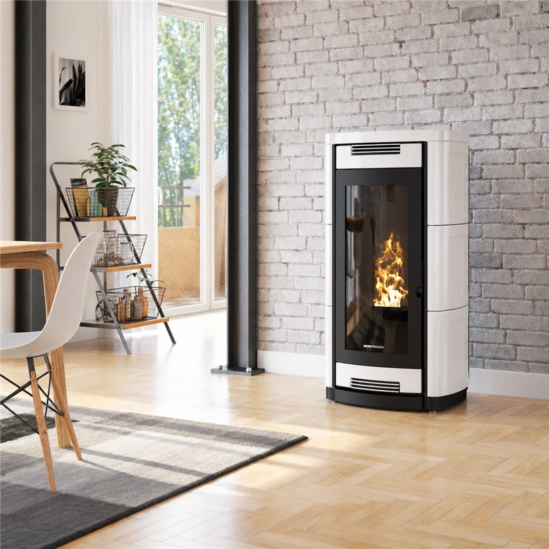 Moretti Design PRESTIGE – Termostufa a pellet AQUA 26/30/34 kW con Magic Glass e Silent Plus