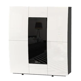 Moretti Design COMPACT GLASS – Stufa a pellet idro 24 kW con Magic Glass e installazione a filo muro