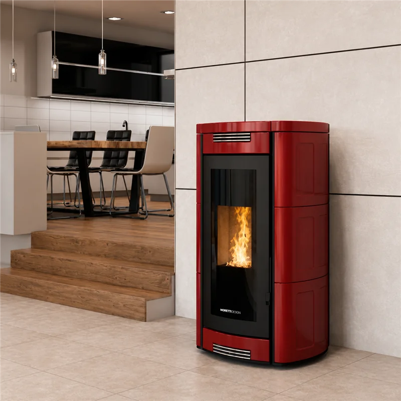 Moretti Design ALADINO AQUA – 14–24 kW Hydro Pellet Stove with Magic Glass