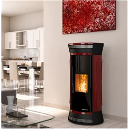 Moretti Design CLESSIDRA AQUA – Termostufa a pellet 14/19/22/24 kW con design iconico e Magic Glass